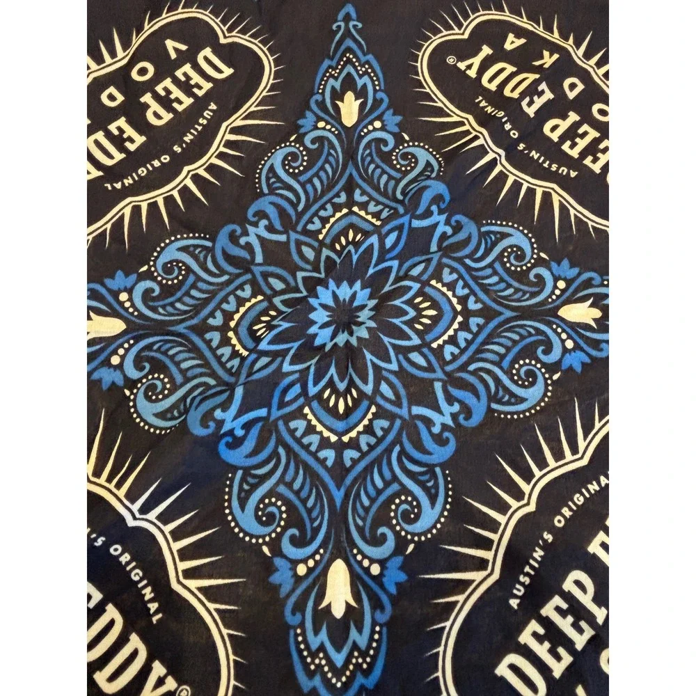 Deep Eddy Vodka Bandana Navy Blue Paisley Austin Original Austin Texas 21x21